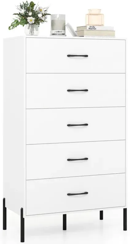 5-Drawer Modern Tall Chest of Drawers with Metal Legs