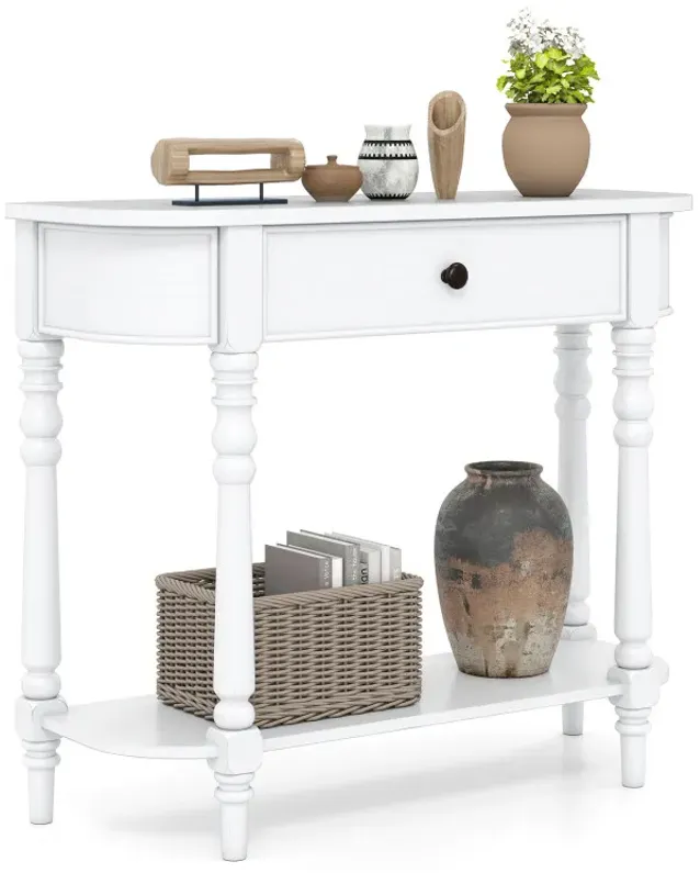 Retro Console Table 36"L Wooden 2-Tier Narrow Behind Couch Foyer Table