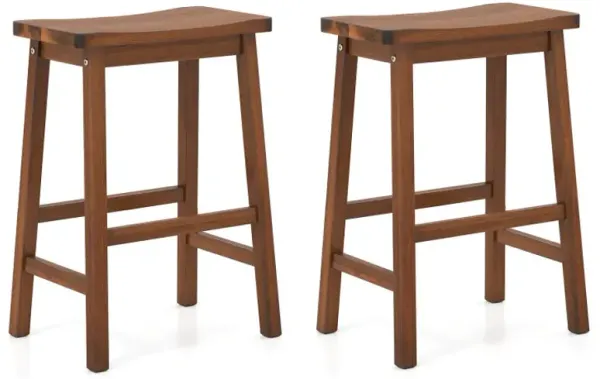 Set of 2 Saddle-Seat Counter Height Stools with Curved Seat and Footrests