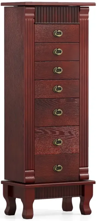 Wooden Jewelry Armoire Cabinet Storage Chest with Drawers and Swing Doors