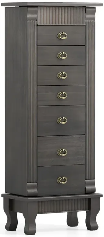 Wooden Jewelry Armoire Cabinet Storage Chest with Drawers and Swing Doors
