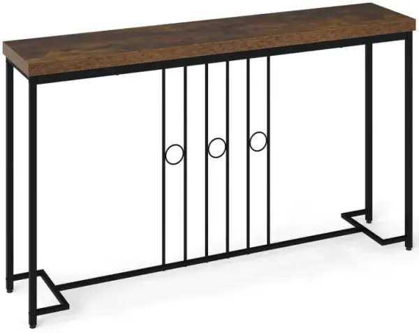 55" Industrial Console Table with H-Shaped Base