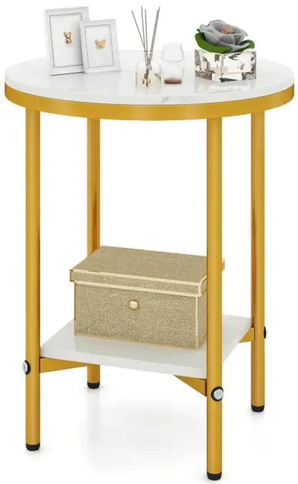 2-Tier Round Coffee Table with Storage Shelf