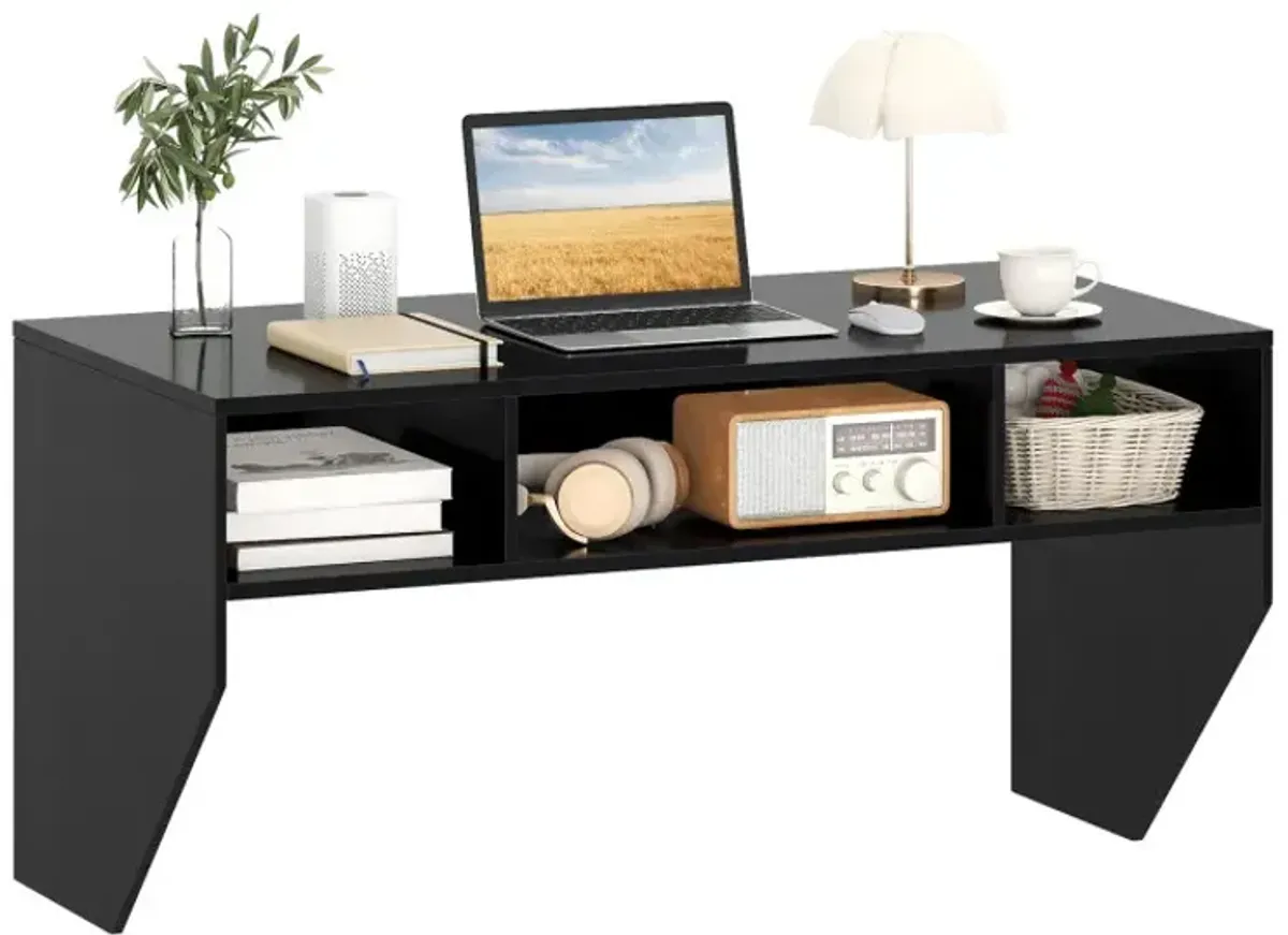 Wall-Mounted Computer Desk Floating Laptop Desk with 3 Storage Compartments