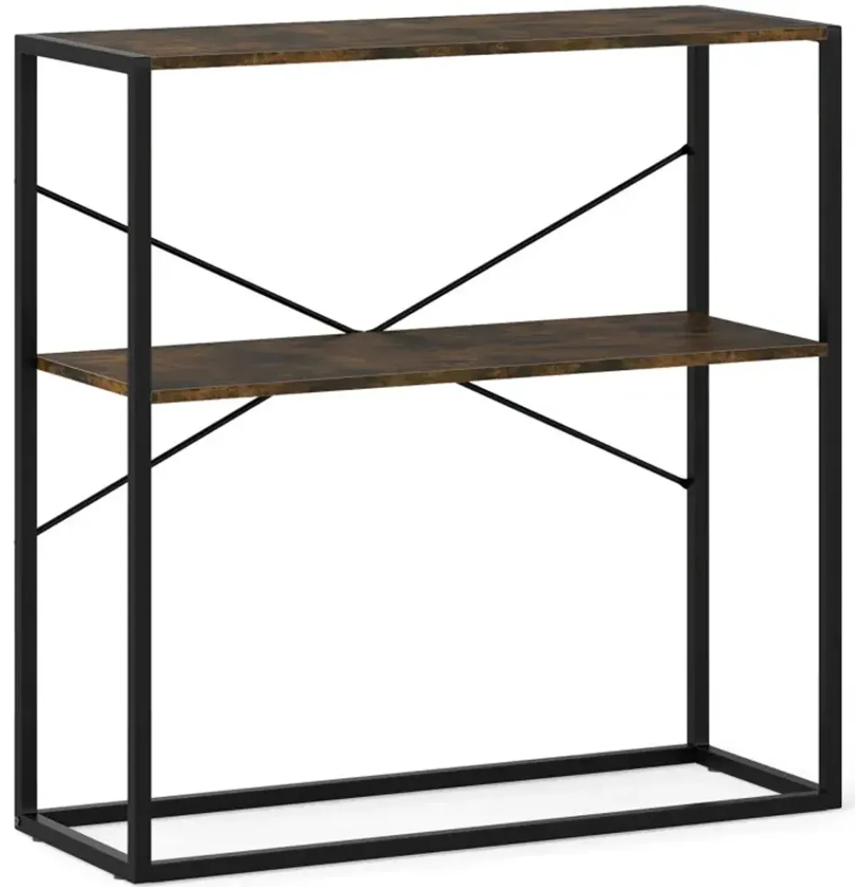 36" Console Table 2-Tier Entryway Table with Wooden Open Shelves and Metal Frame