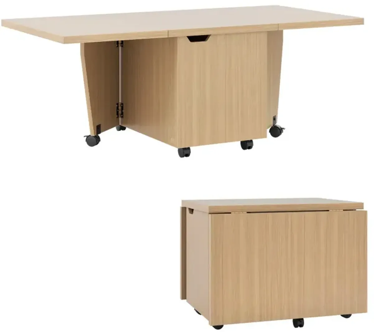 Foldable Coffee Table with Storage Cabinet Extendable Center Table