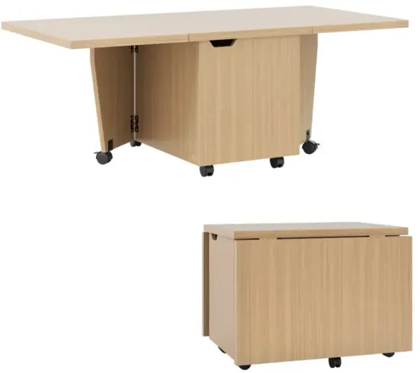Foldable Coffee Table with Storage Cabinet Extendable Center Table