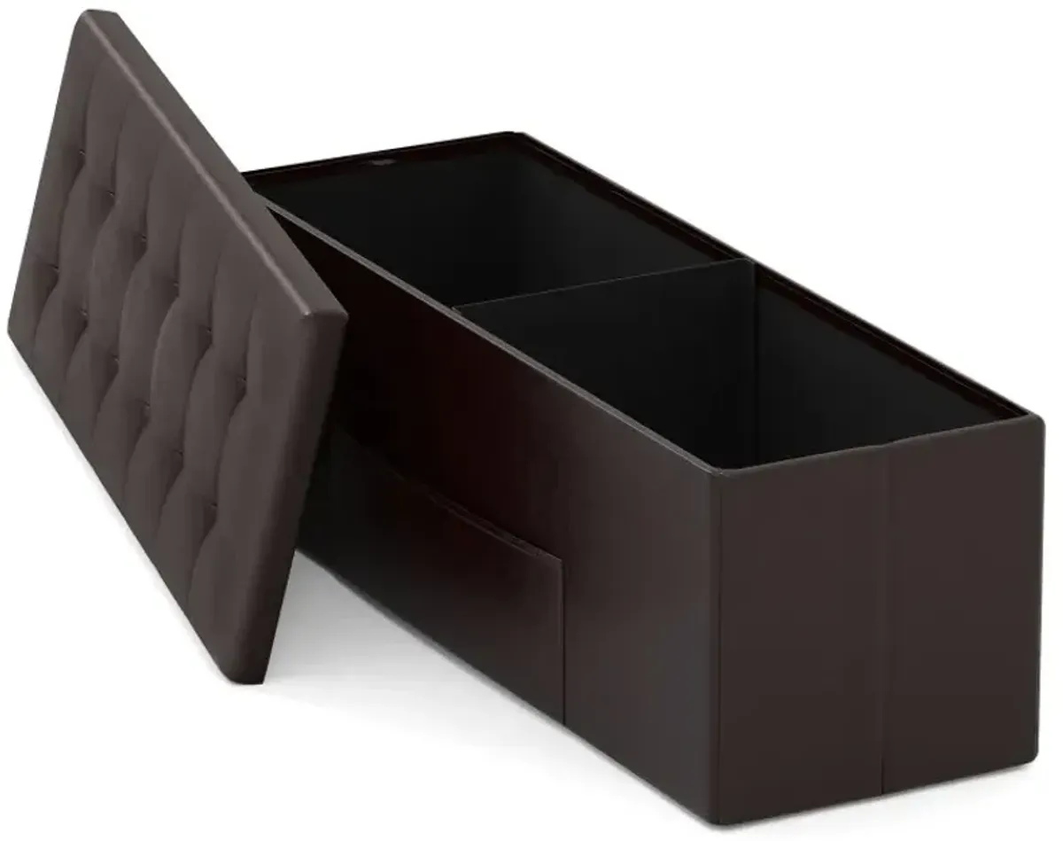 43 Inches Folding Storage Ottoman Bench Foot Rest Stool End of Bed Bench