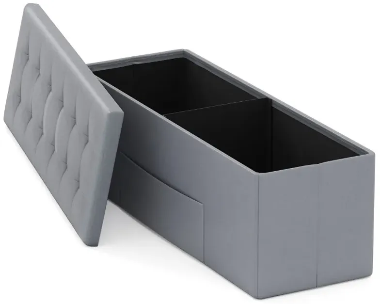 43 Inches Folding Storage Ottoman Bench Foot Rest Stool End of Bed Bench