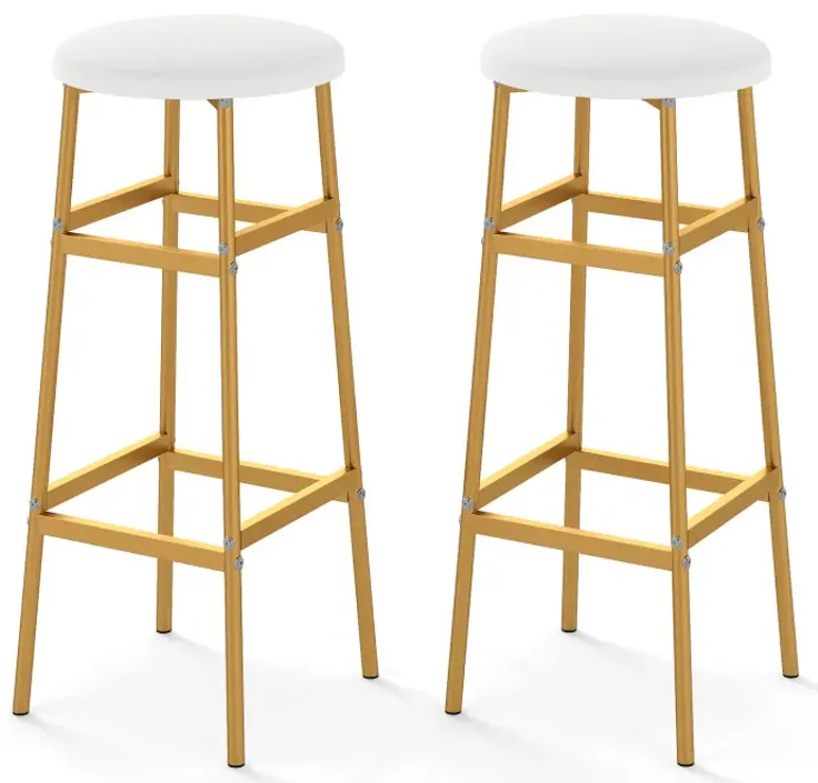 Bar Stools Set of 2 with Sturdy Metal Frame and Footrest