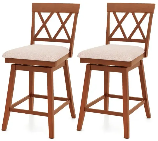 24 Inch Counter Height Barstools Set of 2 with Backrest and Seat Cushion