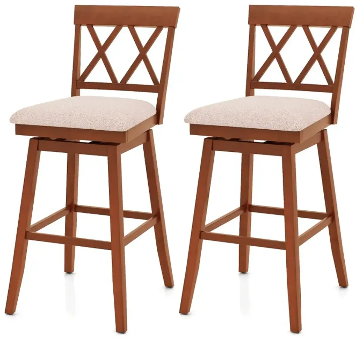 24 Inch Counter Height Barstools Set of 2 with Backrest and Seat Cushion