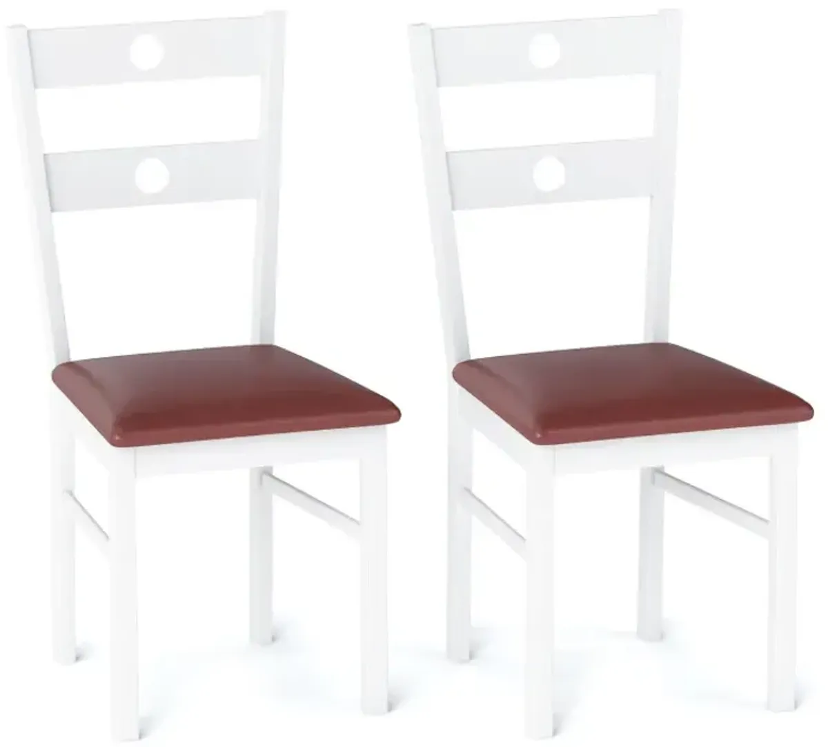 Wooden Dining Chairs Set of 2 Armless Kitchen Chairs with Hollowed Backrest