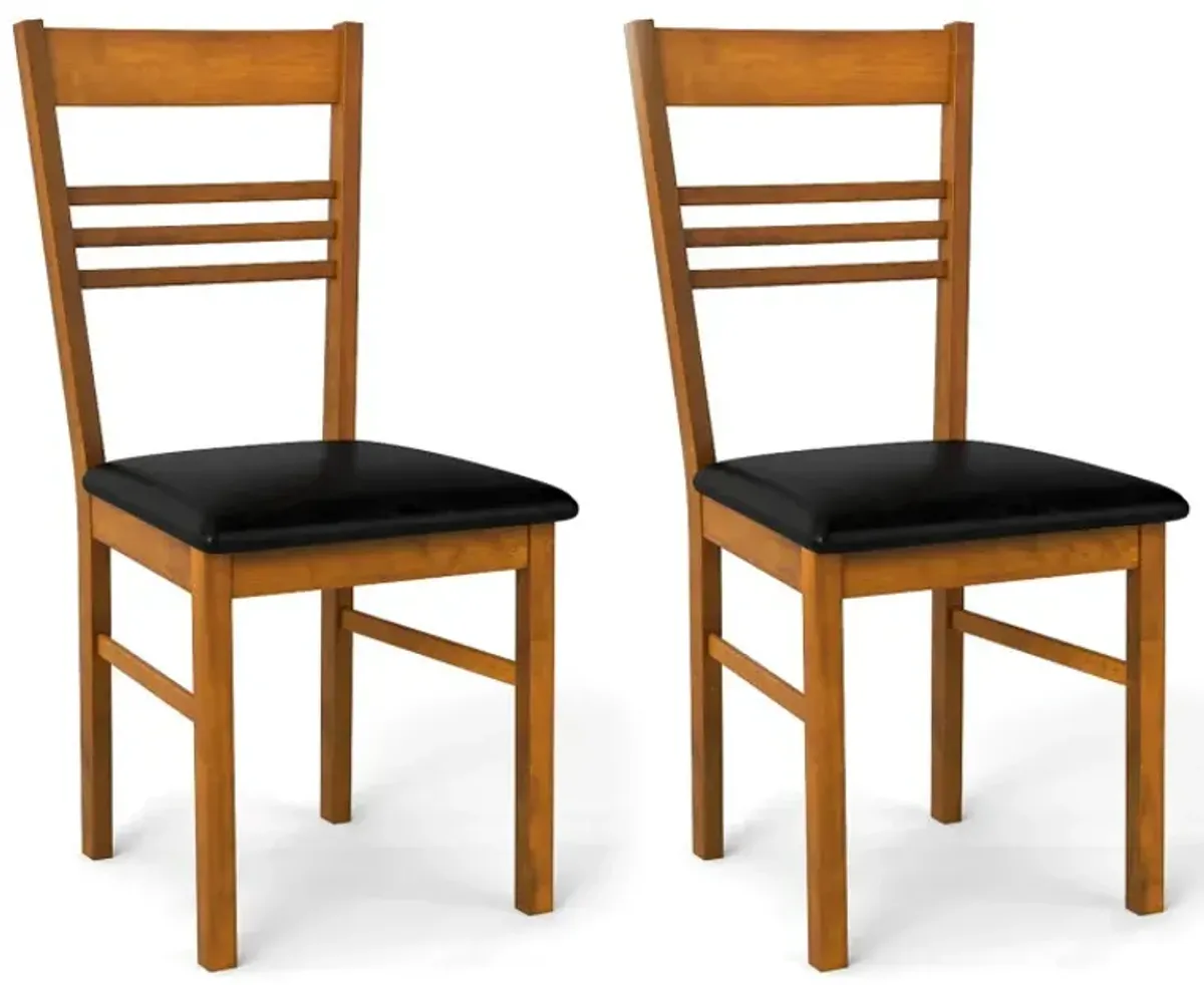 Wood Dining Chairs Set of 2 with Rubber Wood Frame