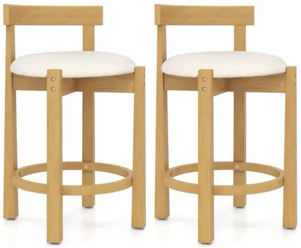 24 Inch Teddy Velvet Upholstered Counter Height Bar Stools with Backrests and Footrests