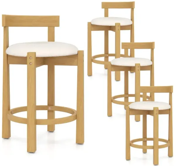 24 Inch Teddy Velvet Upholstered Counter Height Bar Stools with Backrests and Footrests