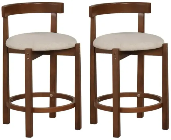 24 Inch Counter Height Bar Stools Set of 2 with Backrests and Footrests