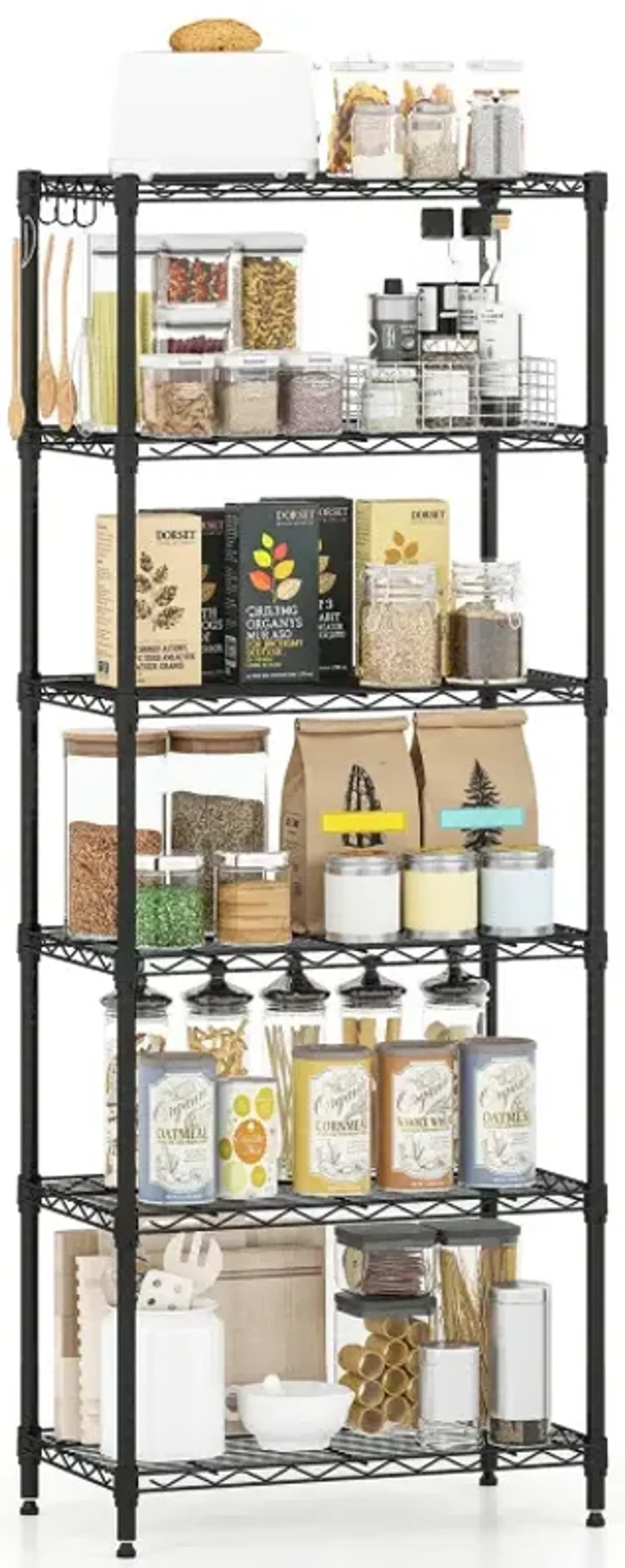6-Tier Metal Storage Shelving Unit with V-Shaped Wire Rack and 900 LBS Capacity