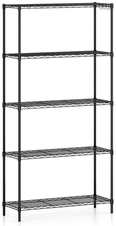 5-Tier Metal Storage Shelving Unit with V-Shaped Wire Rack and 1250 LBS Capacity