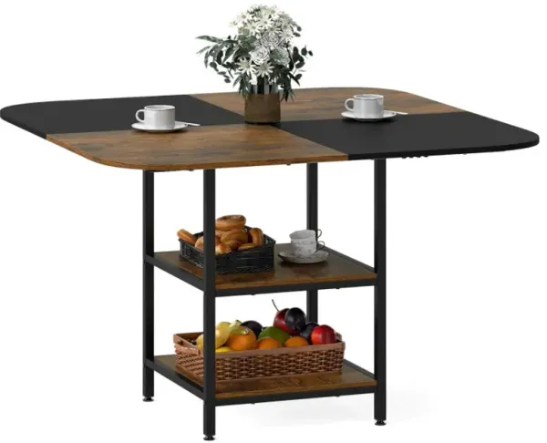 47.5 inch Modern Dining Table, Square Kitchen Table with Mix-colored Tabletop