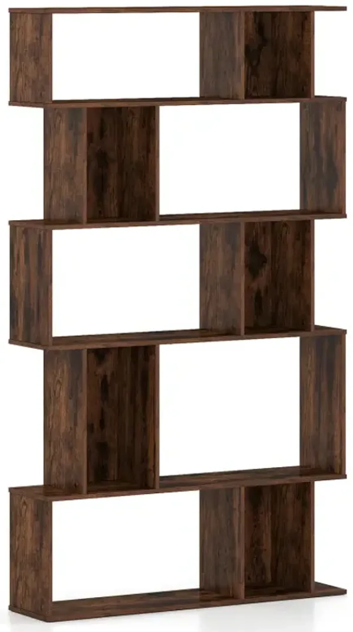 Geometric Bookshelf 5-Tier Bookcase with Open Shelves and Closed-back Cubes