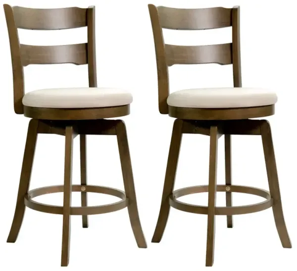 25 Inch Swivel Counter Barstools Set of 2/4 with Backrest & Upholstered Seat