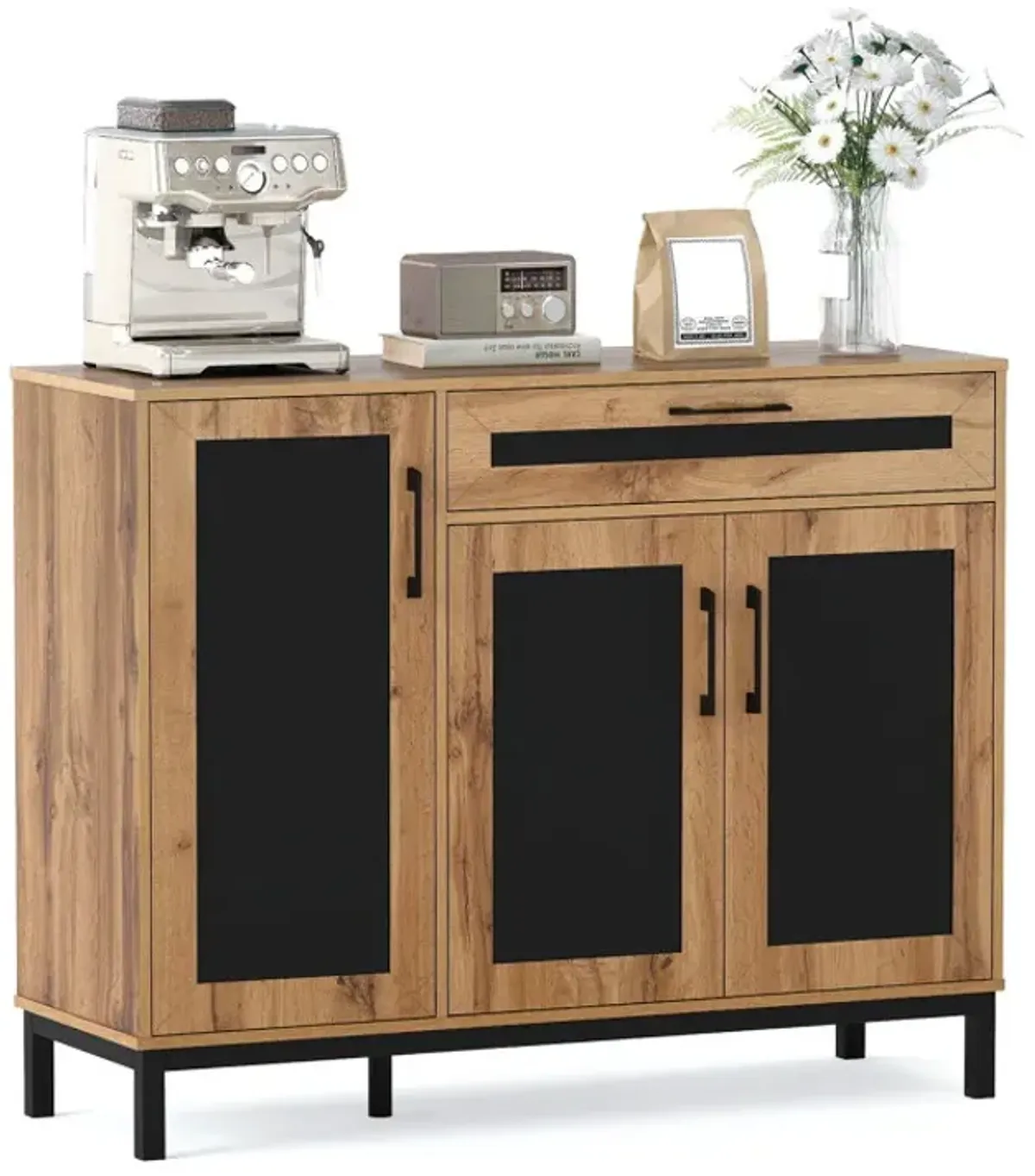 48 Inch Sideboard Buffet Cabinet with Drawer and Metal Legs
