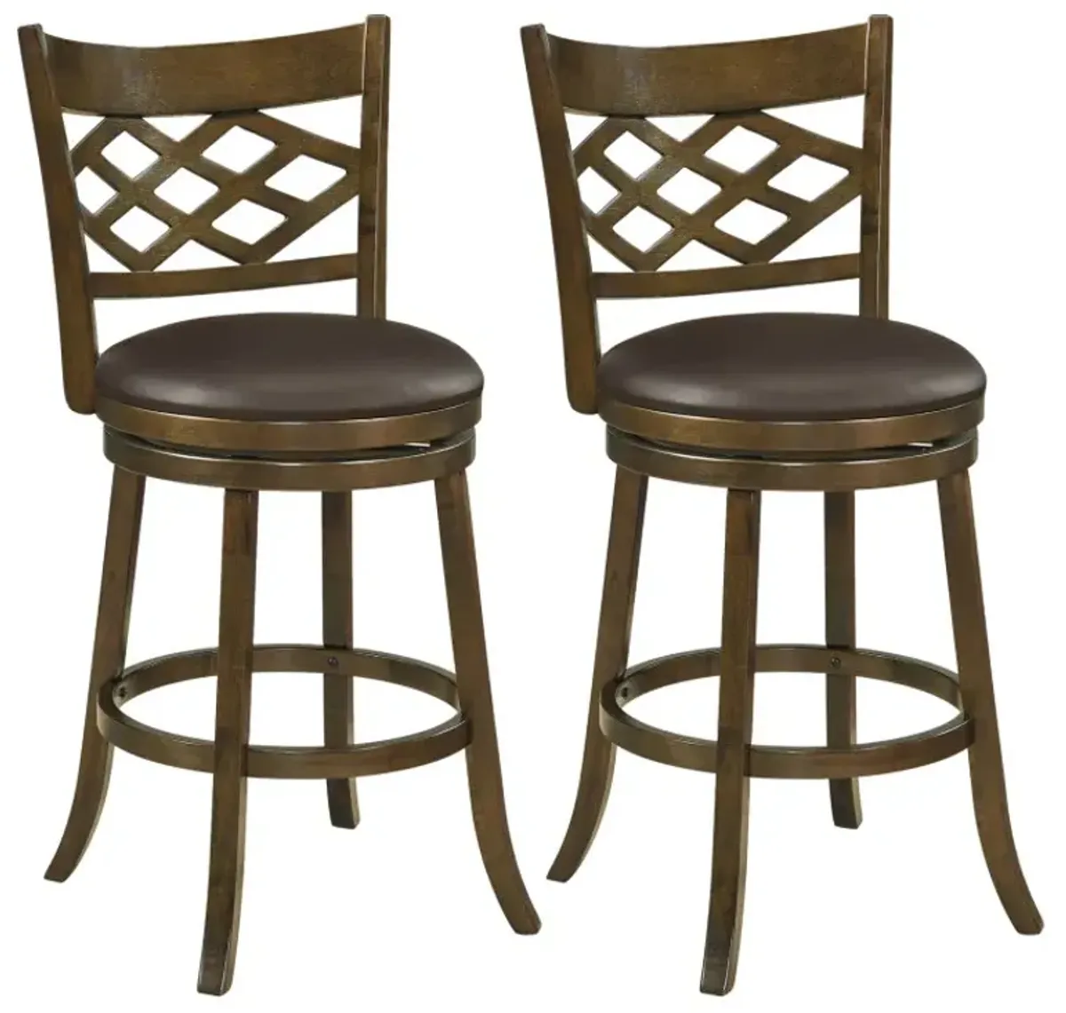 31 Inch Counter Height Bar Stools Set of 2 with Rubber Wood Frame