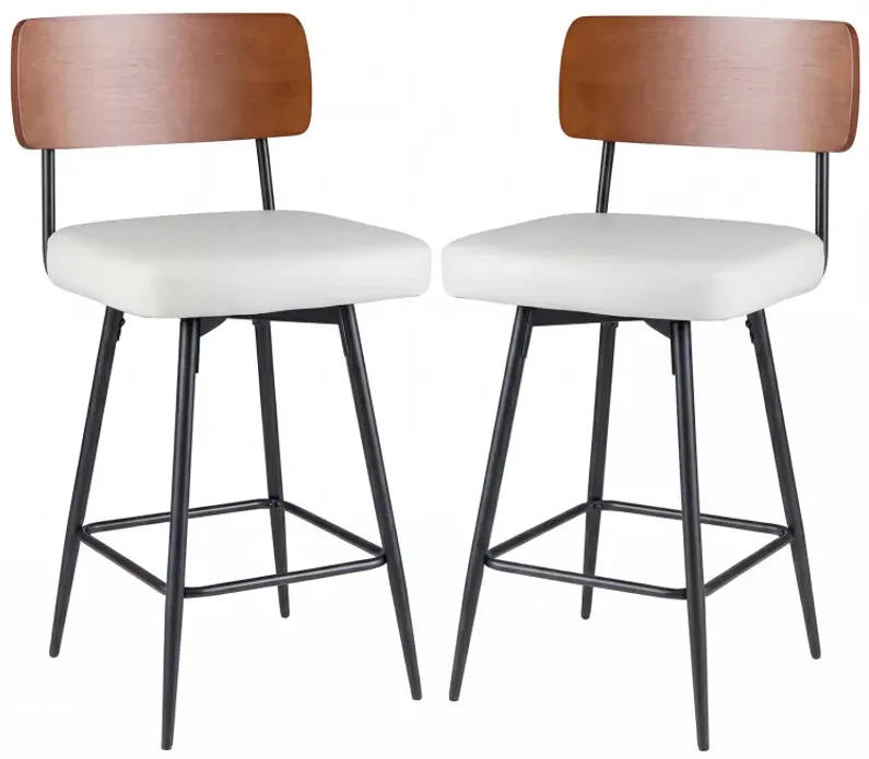27 Inch Padded Counter Barstools Set of 2 with Metal Legs