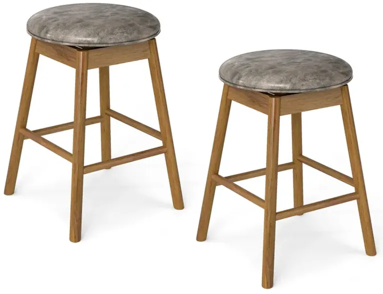 Swivel Counter Height Barstools with Solid Wood Legs and Footrests