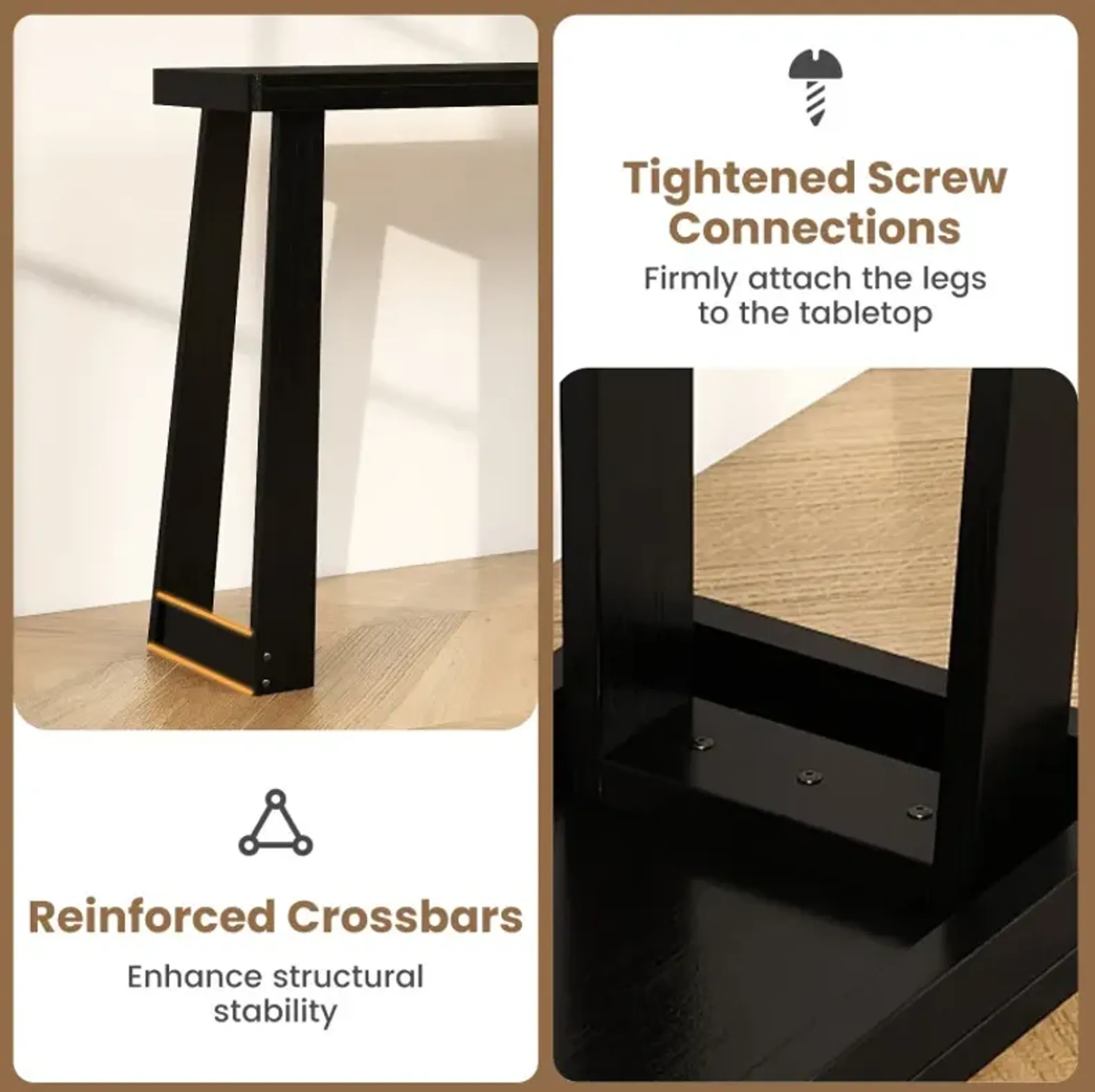 Solid Rubber Wood Console Table 43inch Narrow Entryway Table With Thick ...
