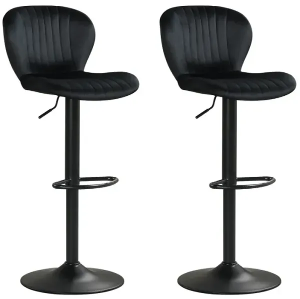 Adjustable Counter Height Chairs Set of 2 with Velvet Upholstered Backrests