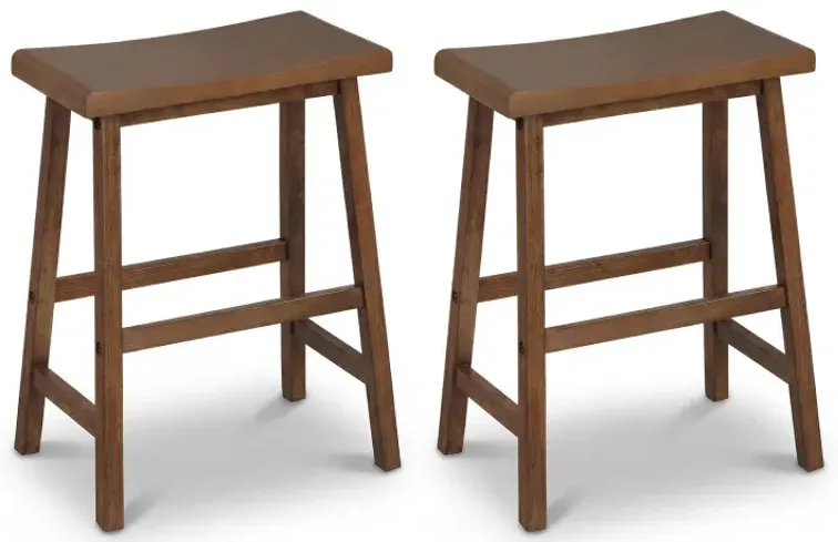 24 Inch Counter Height Stools Solid Wood Saddle Bar Stools Set of 2