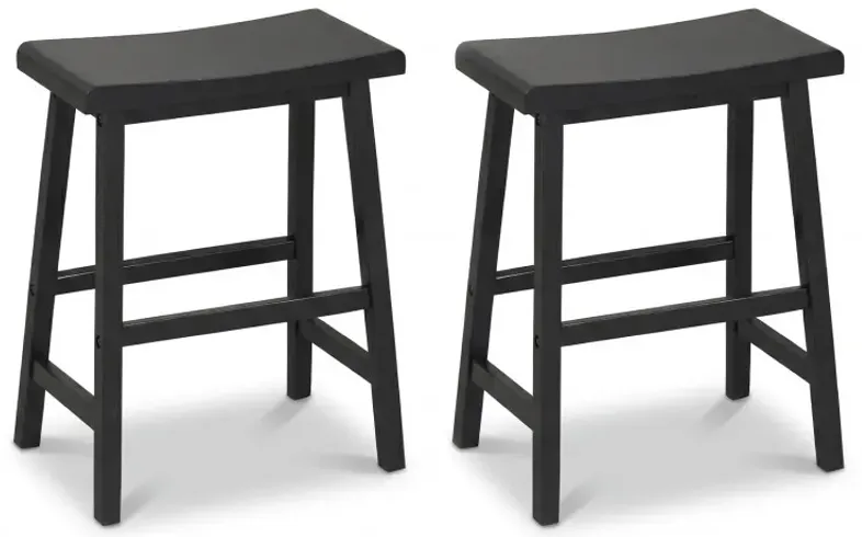 24 Inch Counter Height Stools Solid Wood Saddle Bar Stools Set of 2