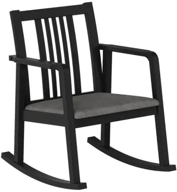 Rocking Chair with Slatted Back and Curved Armrests