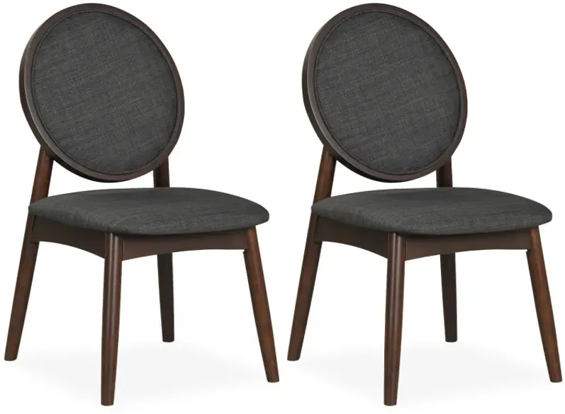 Set of 2 Upholstered Linen Fabric Kitchen Side Chairs with Padded Seat