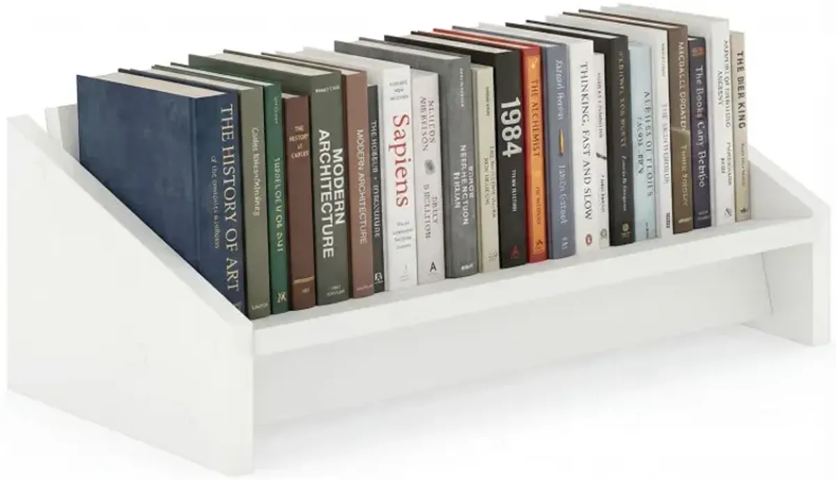 Wooden Tilting Bookcase Small Desktop Bookshelf Organizer for Magazines