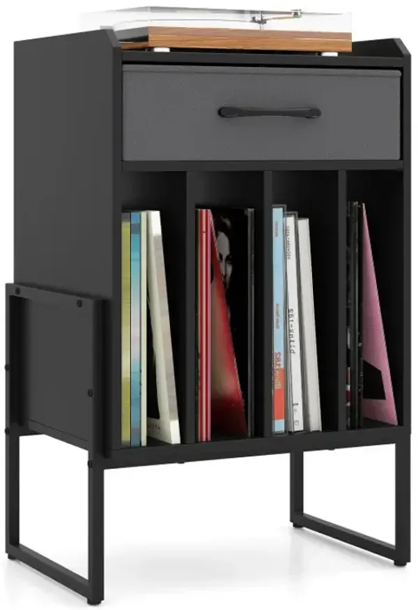 Record Player Stand with Drawer and Record Holder
