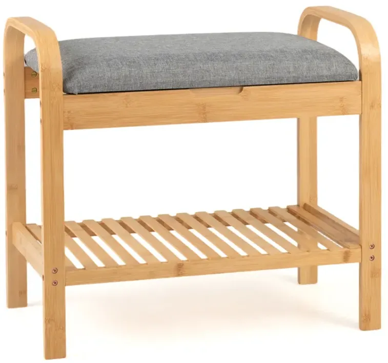 2-Tier Shoe Rack Bench with Flip-Top Storage