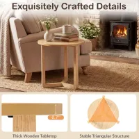 22.5 inch Round Side Table Farmhouse End Table with Sturdy Rubber