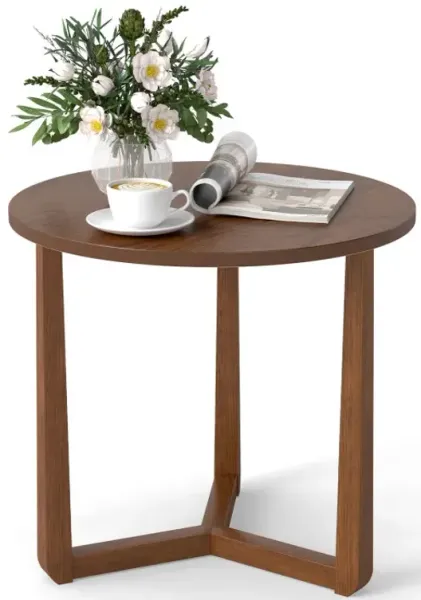 22.5 inch Round Side Table Farmhouse End Table with Sturdy Rubber