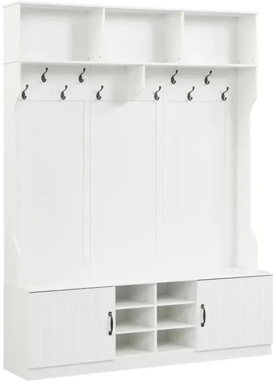 59" Wide 6-in-1 Hall Tree with Bench and Storage