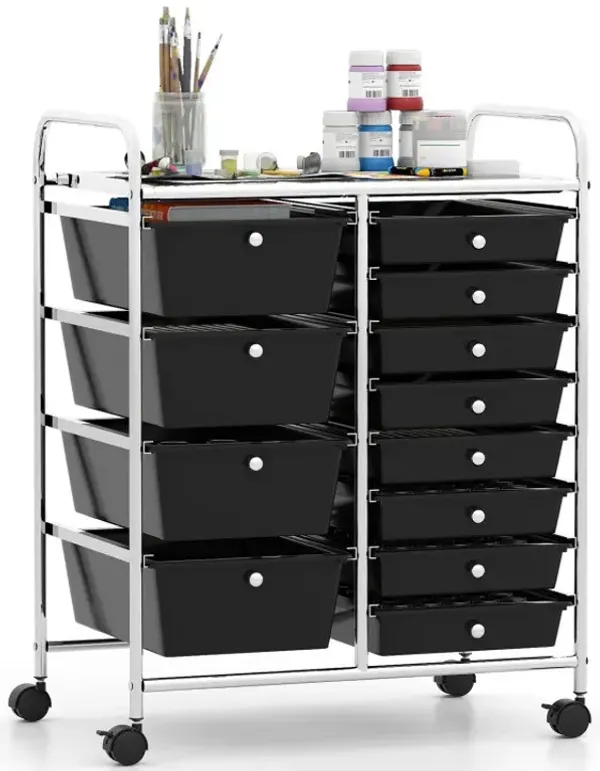 12-Drawer Utility Rolling Cart with Drawers Multi-Use Storage