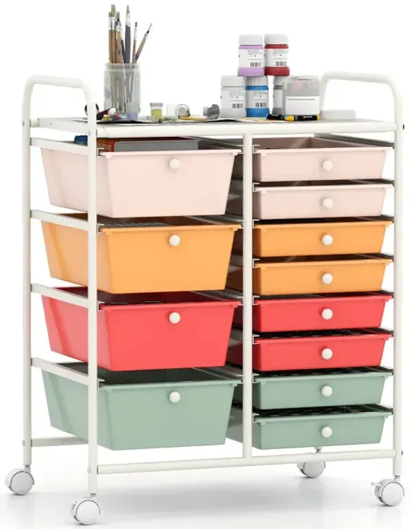 12-Drawer Utility Rolling Cart with Drawers Multi-Use Storage