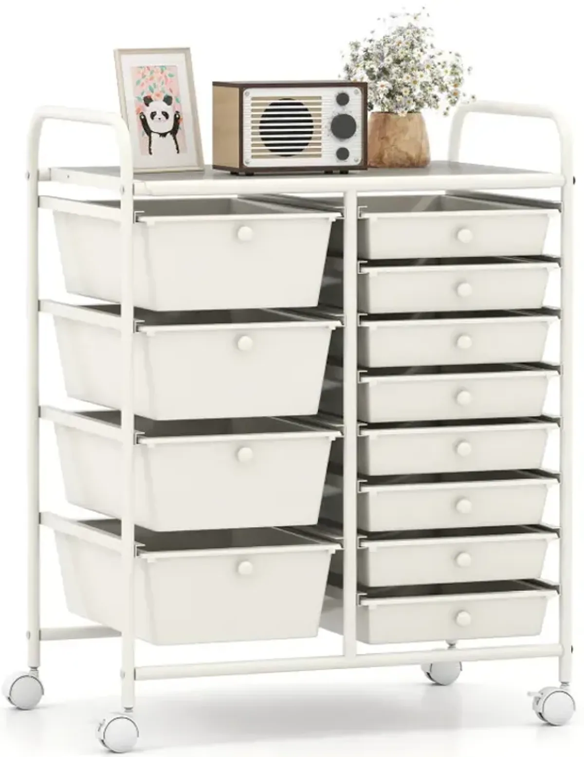 12-Drawer Utility Rolling Cart with Drawers Multi-Use Storage