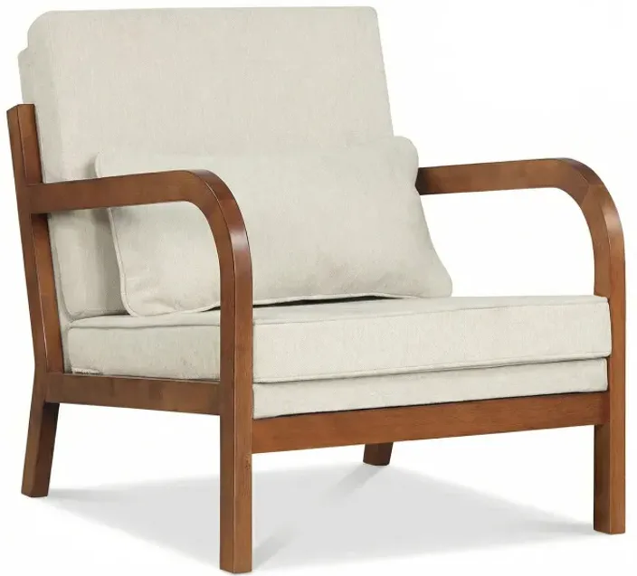 Modern Accent Chair Faux Leather Linen Fabric Upholstered Armchair