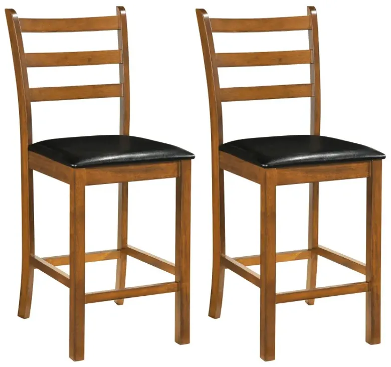 Rubber Wood Ladder Back Bar Stools Set of 2 24inch Counter Height Kitchen Island High Chairs