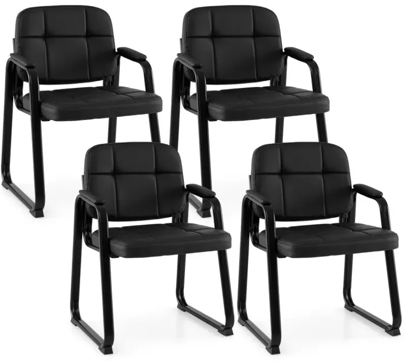 Waiting Room Guest Chairs Set of 2/4 Leather Office Reception Chairs
