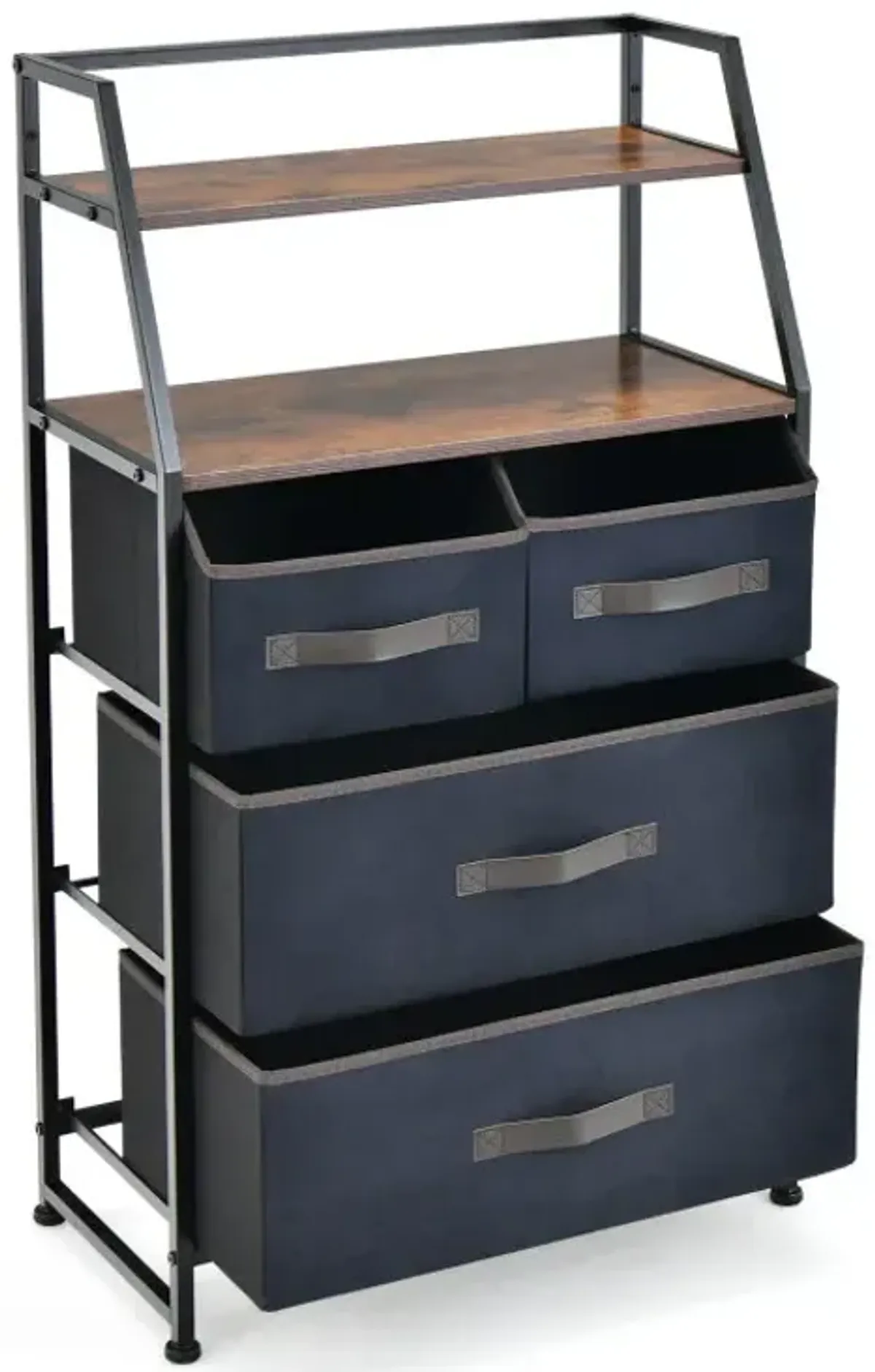 4-Drawer Free Standing Storage Dresser with 2 Open Shelves