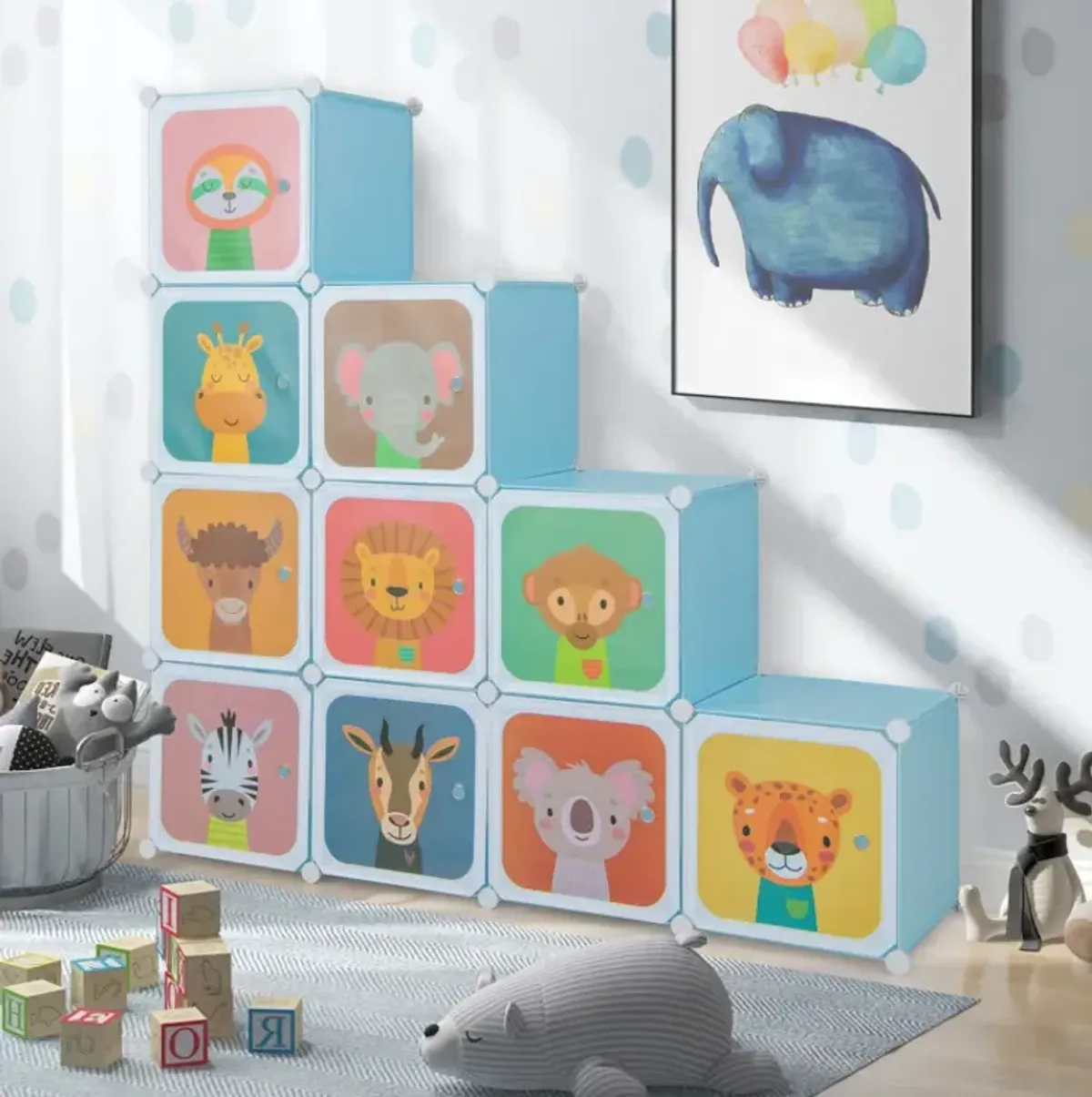 12 Cube Kids Wardrobe Closet with Hanging Section and Doors